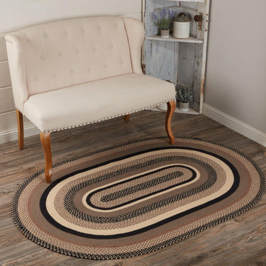 Sawyer Mill Charcoal Jute Braided Rug Oval 4'x6' with Rug Pad VHC Brands - The Fox Decor